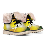 White And Yellow Plumeria Flower Print Winter Boots