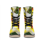 White And Yellow Plumeria Flower Print Winter Boots