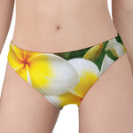 White And Yellow Plumeria Flower Print Women's Panties