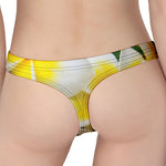 White And Yellow Plumeria Flower Print Women's Thong