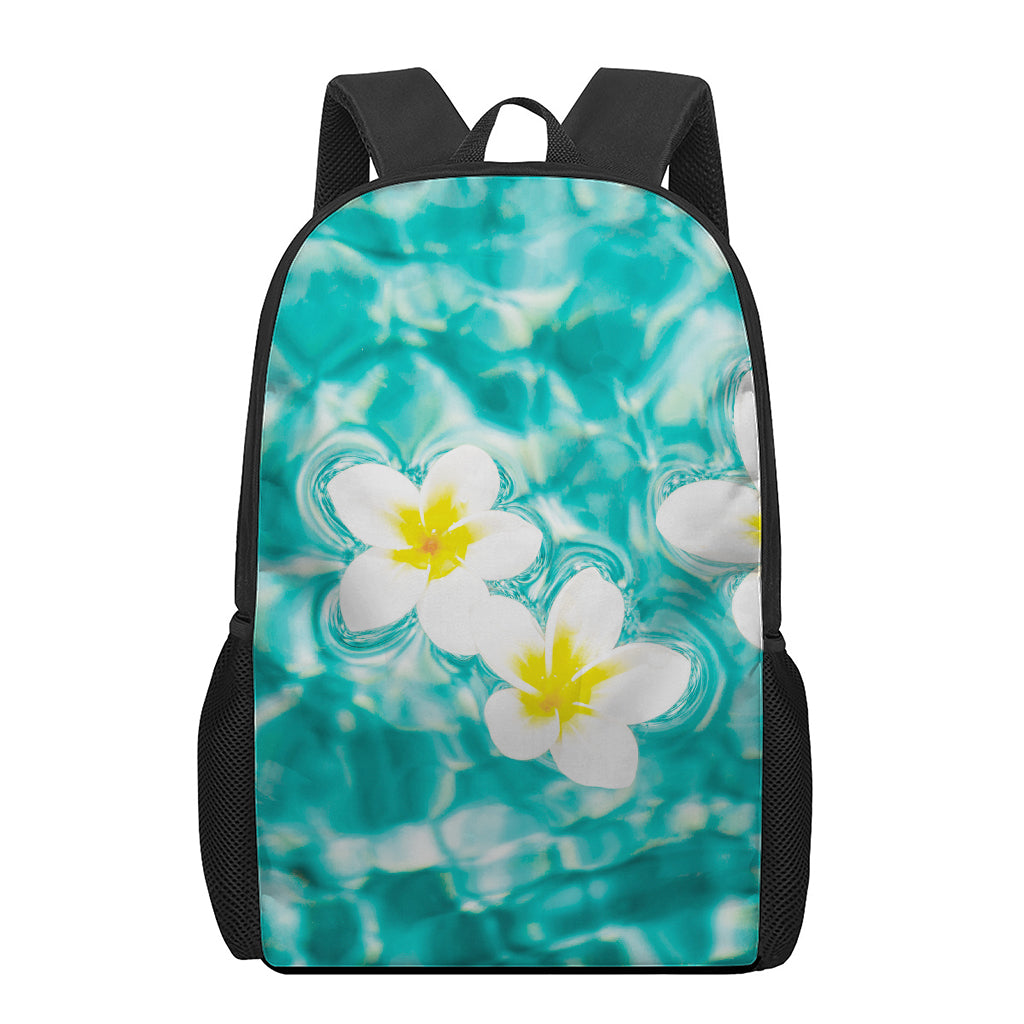 White And Yellow Plumeria In Water Print 17 Inch Backpack