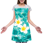 White And Yellow Plumeria In Water Print Adjustable Apron