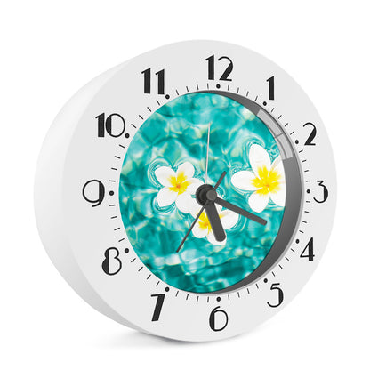 White And Yellow Plumeria In Water Print Alarm Clock