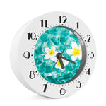 White And Yellow Plumeria In Water Print Alarm Clock
