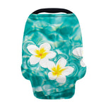 White And Yellow Plumeria In Water Print Baby Seat Cover