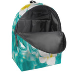 White And Yellow Plumeria In Water Print Backpack