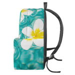 White And Yellow Plumeria In Water Print Backpack