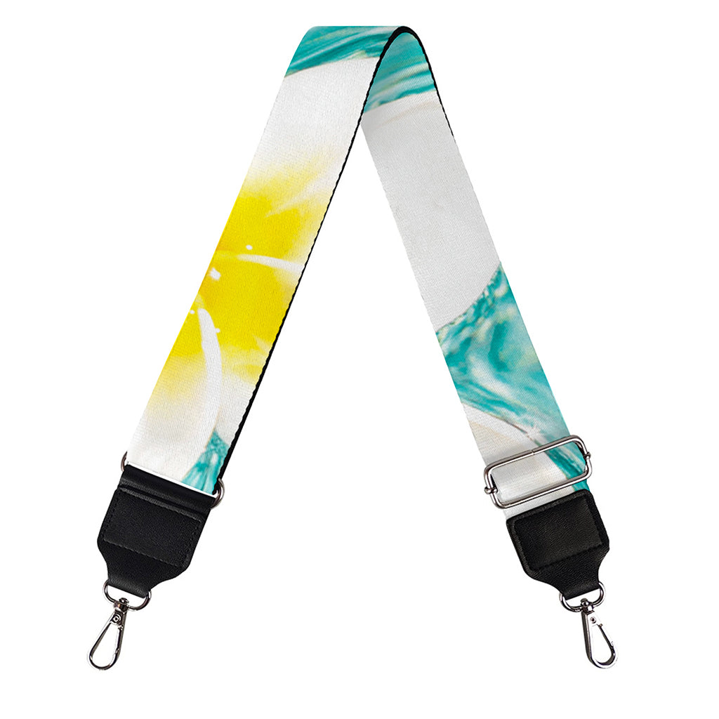 White And Yellow Plumeria In Water Print Bag Strap