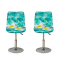 White And Yellow Plumeria In Water Print Bar Stool Covers