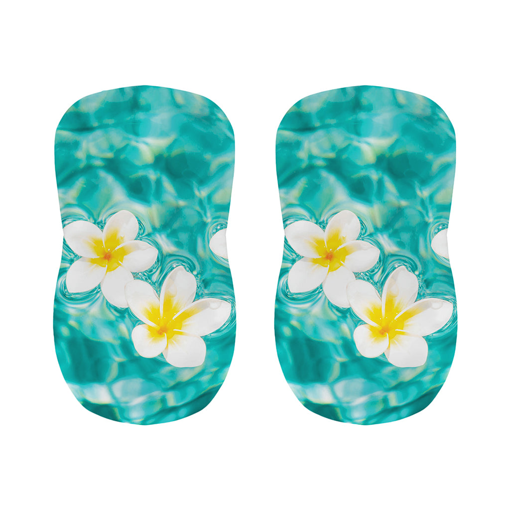 White And Yellow Plumeria In Water Print Bar Stool Covers