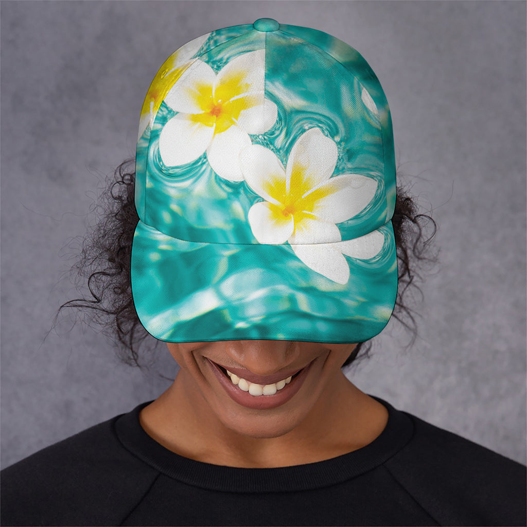 White And Yellow Plumeria In Water Print Baseball Cap