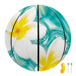 White And Yellow Plumeria In Water Print Basketball