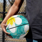 White And Yellow Plumeria In Water Print Basketball