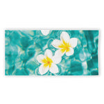 White And Yellow Plumeria In Water Print Beach Towel