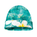 White And Yellow Plumeria In Water Print Beanie