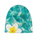 White And Yellow Plumeria In Water Print Beanie