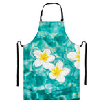 White And Yellow Plumeria In Water Print Bib Apron With Pocket
