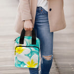 White And Yellow Plumeria In Water Print Bible Tote Bag