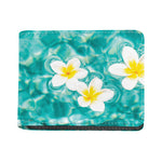 White And Yellow Plumeria In Water Print Bifold Wallet