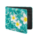 White And Yellow Plumeria In Water Print Bifold Wallet