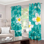 White And Yellow Plumeria In Water Print Blackout Grommet Curtains