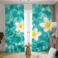 White And Yellow Plumeria In Water Print Dimout Pencil Pleat Curtains