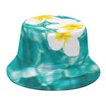 White And Yellow Plumeria In Water Print Bucket Hat