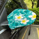 White And Yellow Plumeria In Water Print Car Side Mirror Covers