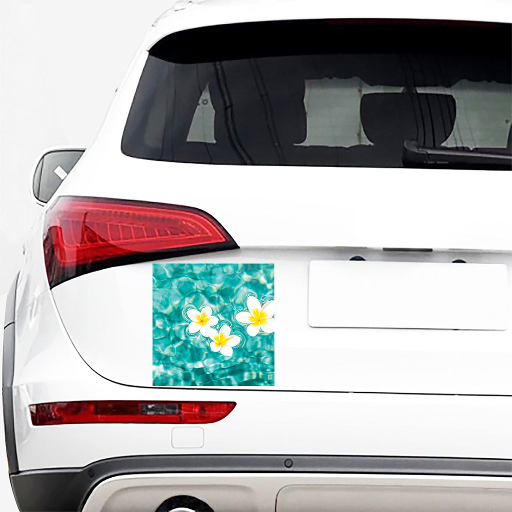 White And Yellow Plumeria In Water Print Car Sticker