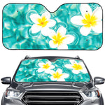 White And Yellow Plumeria In Water Print Car Windshield Sun Shade