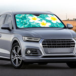 White And Yellow Plumeria In Water Print Car Windshield Sun Shade