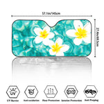 White And Yellow Plumeria In Water Print Car Windshield Sun Shade