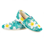 White And Yellow Plumeria In Water Print Casual Shoes