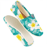 White And Yellow Plumeria In Water Print Casual Shoes