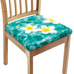 White And Yellow Plumeria In Water Print Chair Cushion Cover