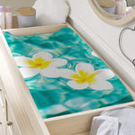 White And Yellow Plumeria In Water Print Changing Pad Cover