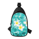 White And Yellow Plumeria In Water Print Chest Bag