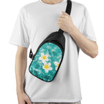 White And Yellow Plumeria In Water Print Chest Bag