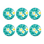 White And Yellow Plumeria In Water Print Coaster Set