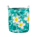 White And Yellow Plumeria In Water Print Collapsible Laundry Basket