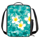 White And Yellow Plumeria In Water Print Crossbody Lunch Bag