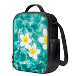 White And Yellow Plumeria In Water Print Crossbody Lunch Bag