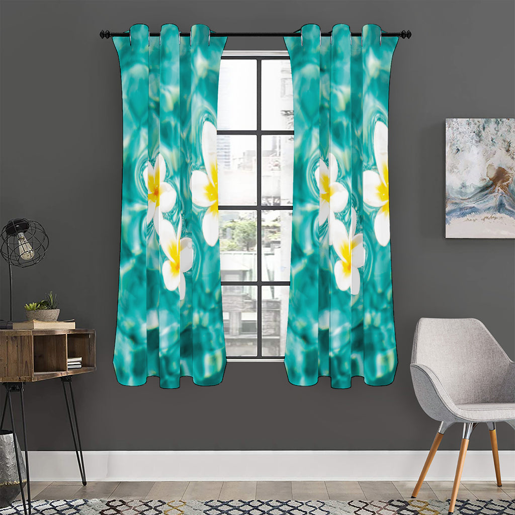White And Yellow Plumeria In Water Print Curtain