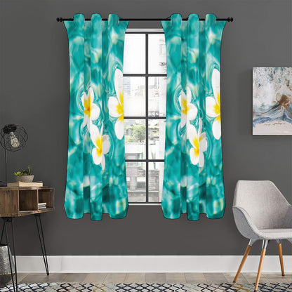 White And Yellow Plumeria In Water Print Curtain