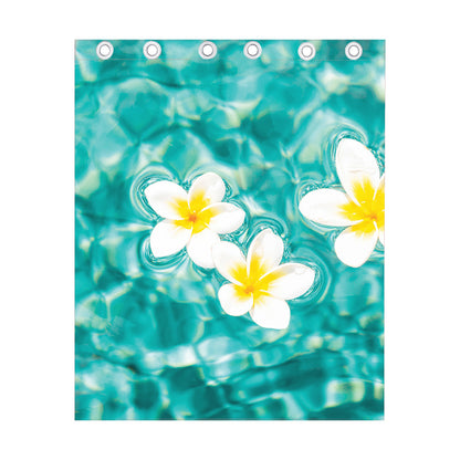 White And Yellow Plumeria In Water Print Curtain