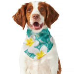 White And Yellow Plumeria In Water Print Dog Bandana