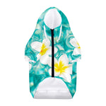 White And Yellow Plumeria In Water Print Dog Zip Up Hoodie