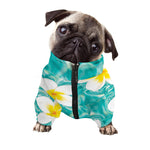 White And Yellow Plumeria In Water Print Dog Zip Up Jacket