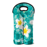 White And Yellow Plumeria In Water Print Double Neoprene Wine Tote