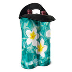 White And Yellow Plumeria In Water Print Double Neoprene Wine Tote